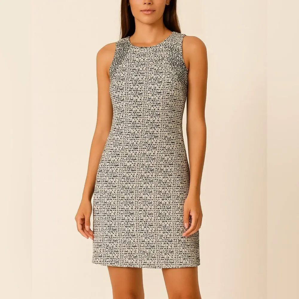 Banana Republic Black White Sleeveless Sheath Dress Size 12 Cutout Back